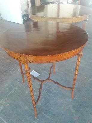 Regency circular table, ebony and satinwood inlay, English